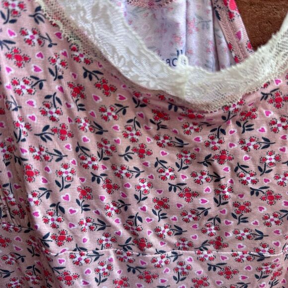 NWT Vera Bradley Women's Capulet Hearts & Floral Lace Trim Cami PJ Tank Pink XL - Picture 3 of 6